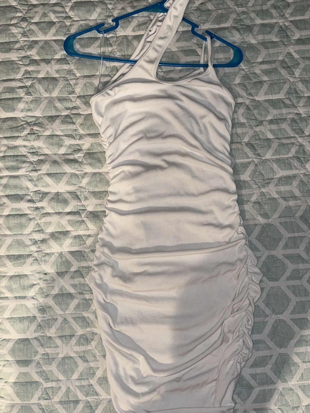 White One-Shoulder Ruched Bodycon Dress - Women